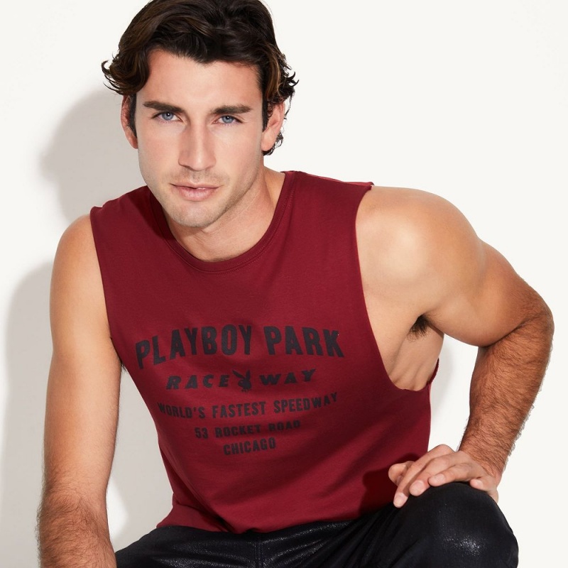 Cardinal Men's Playboy Raceway Muscle k T-shirts | PLBY-593188