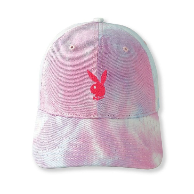 Cotton Candy Men's Playboy Adjustable Rabbit Head Logo Tie Dye Hats | PLBY-592930
