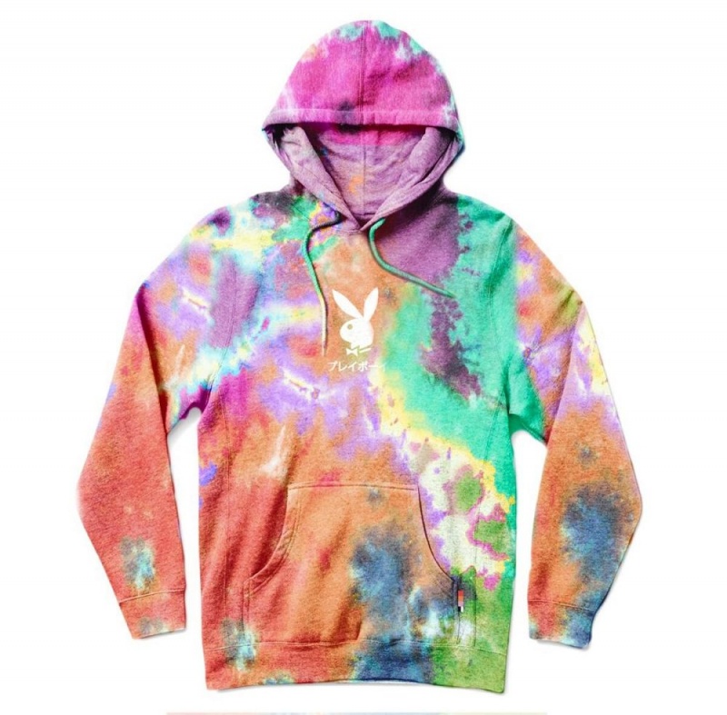 Cotton Candy Men's Playboy Tokyo Club Tie-Dye Hoodies | PLBY-593013
