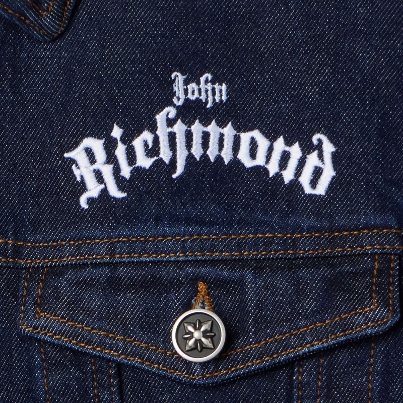 Dark Blue Men's Playboy x John Richmond Denim Jackets | PLBY-593101