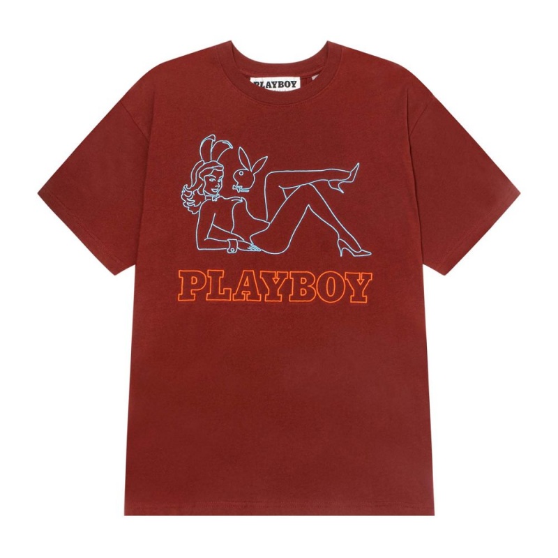 Fired Brick Men\'s Playboy Late Night T-shirts | PLBY-593242