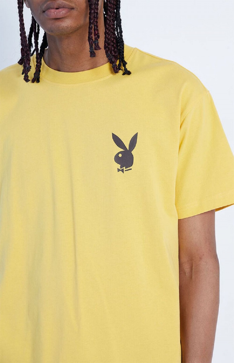 Gold Men's Playboy Rocky Point Gold T-shirts | PLBY-593269