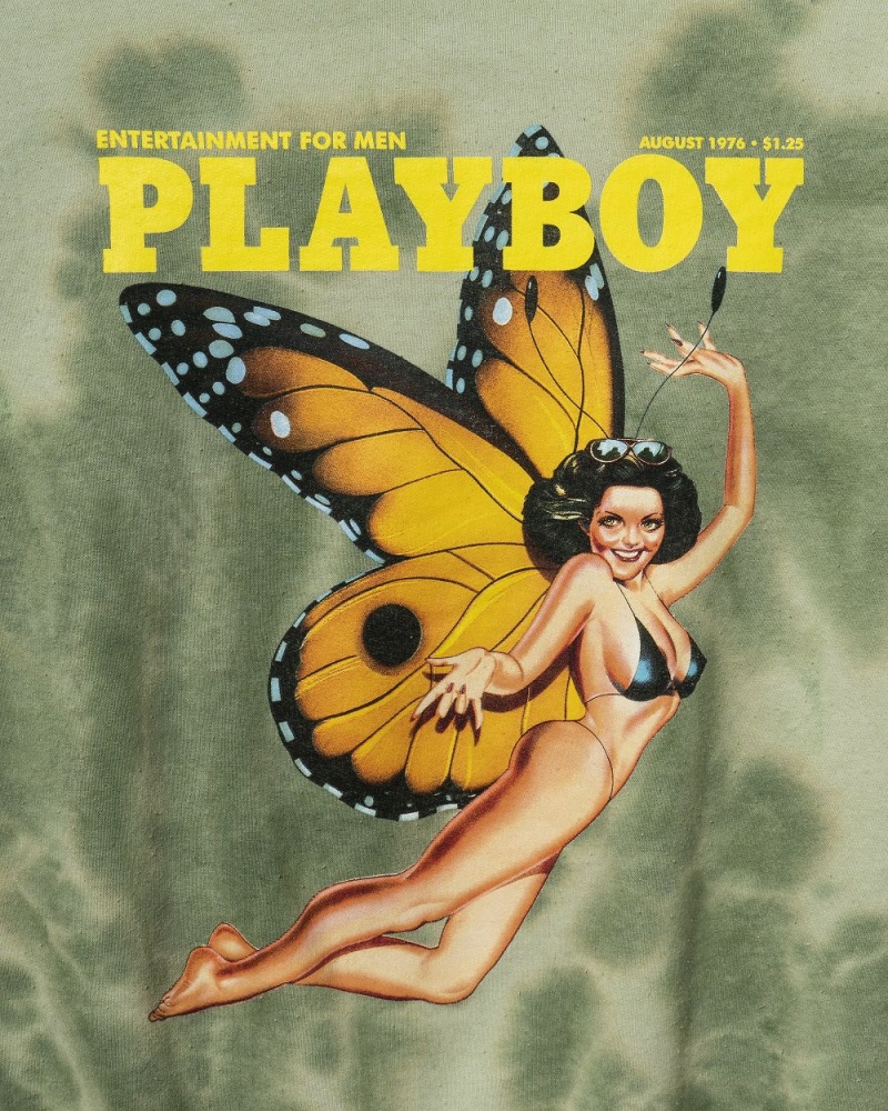 Green Men's Playboy August 1976 Cover Tie-Dye Hoodies | PLBY-593006