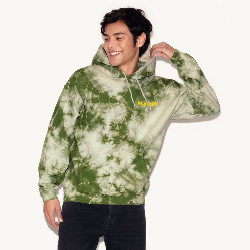 Green Men's Playboy August 1976 Cover Tie-Dye Hoodies | PLBY-593006