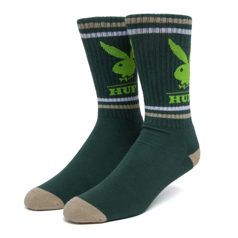 Green Men\'s Playboy x HUF Rabbit Head Crew Accessories | PLBY-592926