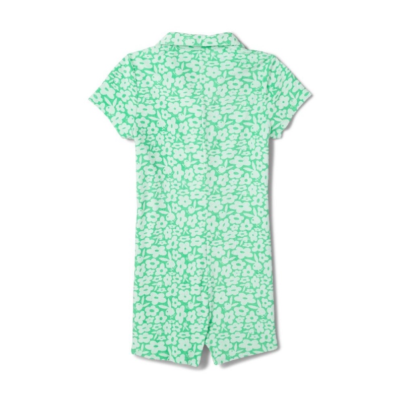 Green Spruce Print Women's Playboy Rabbit Head Cuffed Knit Beanie Bodysuits | PLBY-592692