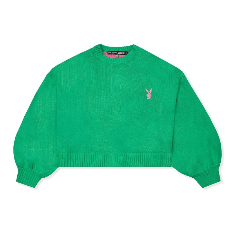 Green Women's Playboy Beaded Rainbow Crewnecks | PLBY-592862