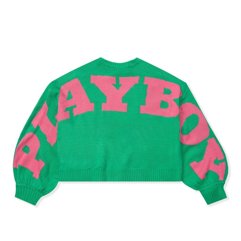 Green Women's Playboy Beaded Rainbow Crewnecks | PLBY-592862