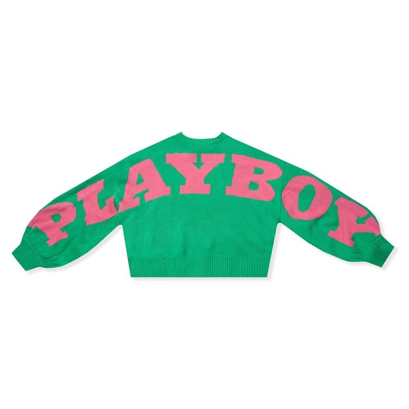 Green Women\'s Playboy Beaded Rainbow Crewnecks | PLBY-592862