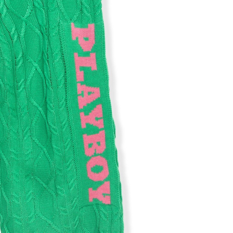 Green Women's Playboy Fluffy Knit Legging Pants | PLBY-592813