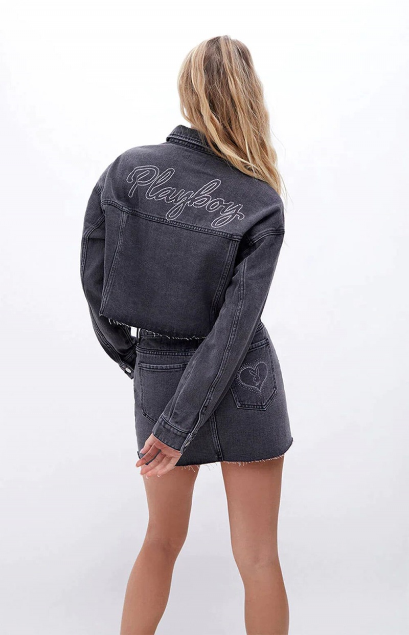 Grey Bunny Women's Playboy Rabbit Head Legging Jackets | PLBY-592848