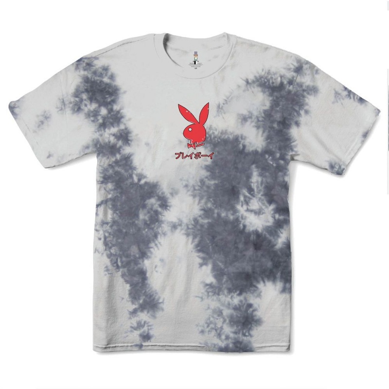 Greyscale Men's Playboy Ace of Hearts Tie-Dye T-shirts | PLBY-593138
