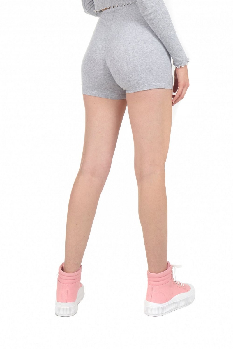 Heather Grey Women's Playboy Velour Set Shorts | PLBY-592765