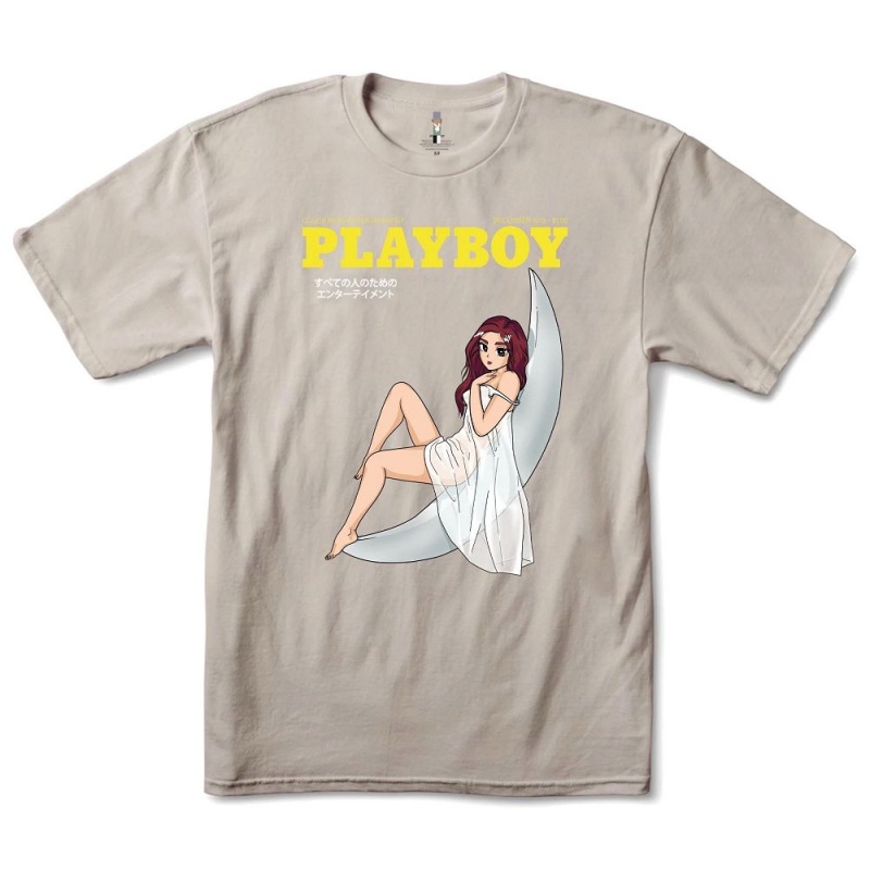 Lavender Men's Playboy Tokyo Club Moonlit T-shirts | PLBY-593169