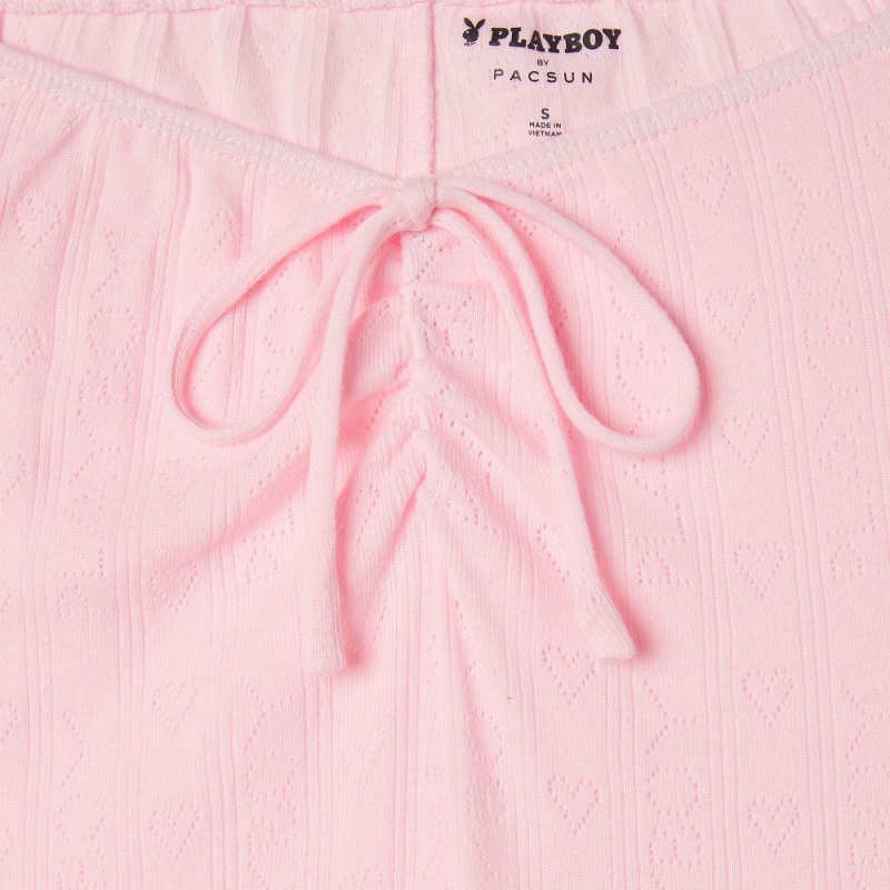 Light Pink Women's Playboy Road Trip Striped Warmup Pants | PLBY-592812
