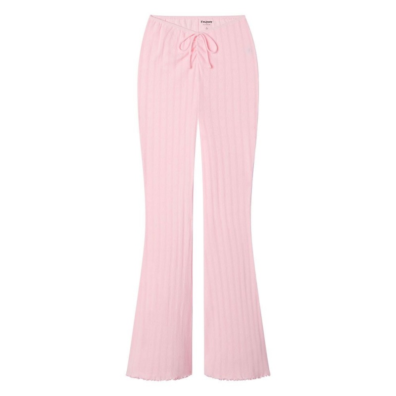 Light Pink Women\'s Playboy Road Trip Striped Warmup Pants | PLBY-592812