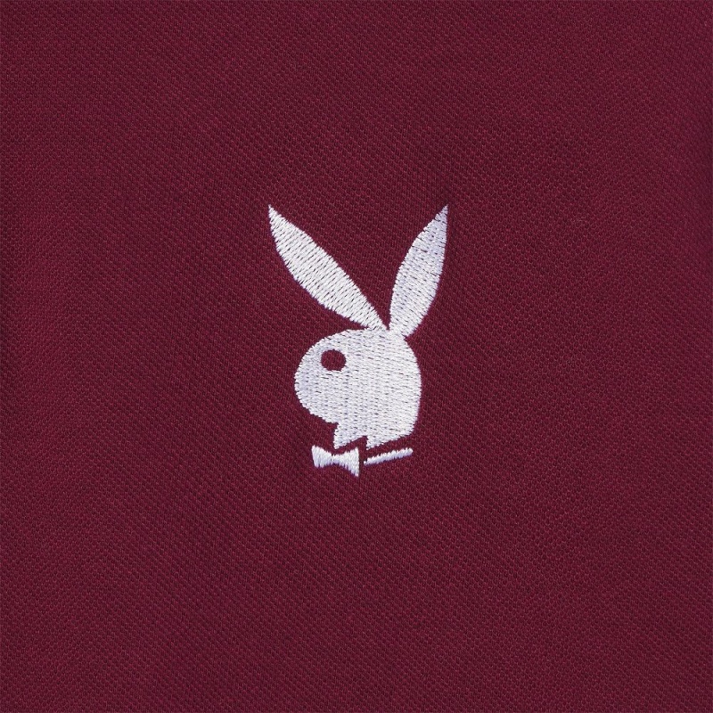 Maroon Men's Playboy Performance Rabbit Head T-shirts | PLBY-593245