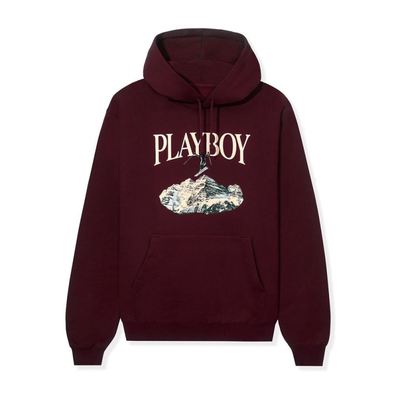Maroon Men's Playboy Ski feat. Holly Cook from Girls of Winter 1984 Hoodies | PLBY-593052