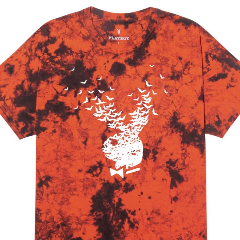 Men's Playboy Exploding Bat Tie-Dye T-shirts | PLBY-593272