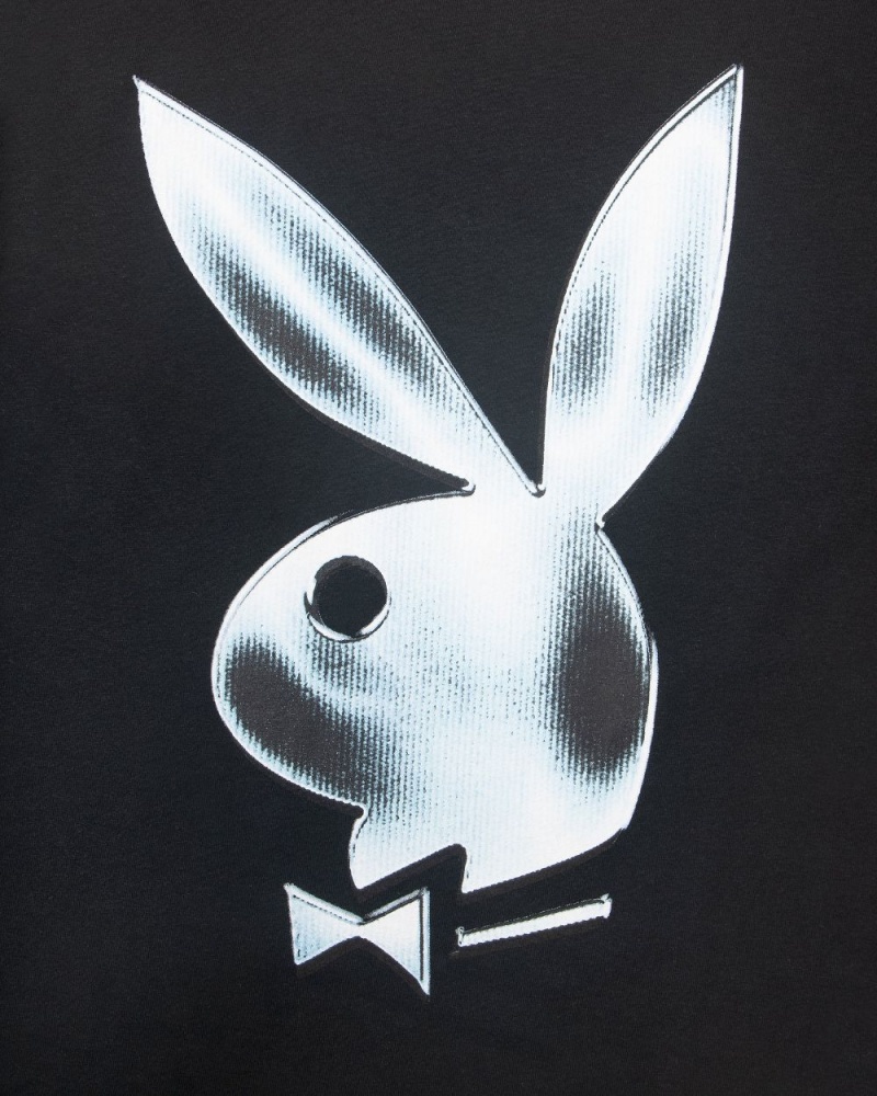 Men's Playboy Foil Rabbit Head Long Sleeve T-shirts | PLBY-593261