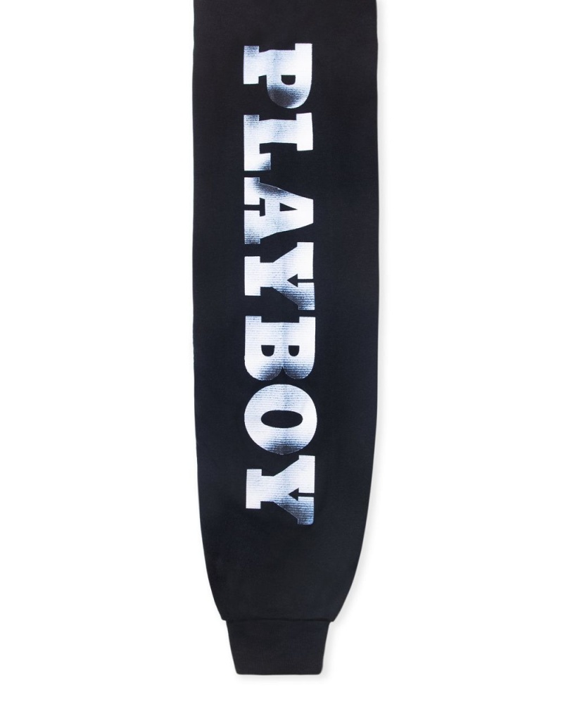 Men's Playboy Foil Rabbit Head Long Sleeve T-shirts | PLBY-593261