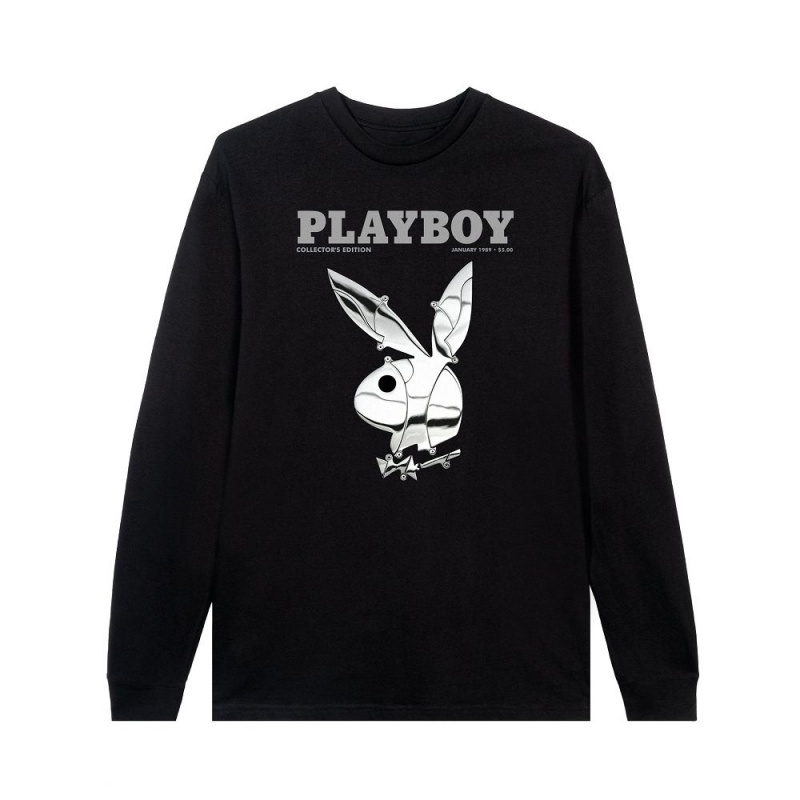 Men\'s Playboy Jan 1989 Cover Long Sleeve T-shirts | PLBY-593260