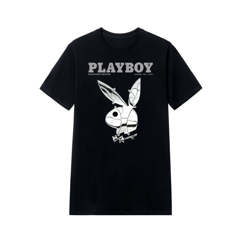 Men\'s Playboy Jan 1989 Cover T-shirts | PLBY-593113