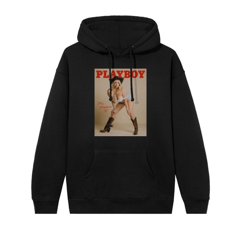 Men\'s Playboy Mia Malkova Cover Hoodies | PLBY-593042