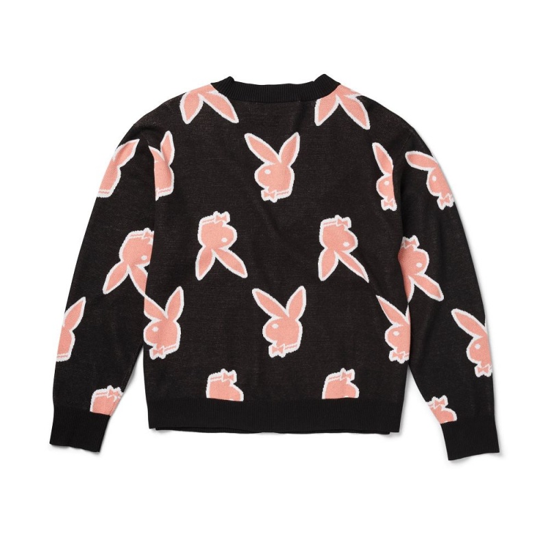Men's Playboy Repeating Rabbit Head Cardigan Jackets | PLBY-593060