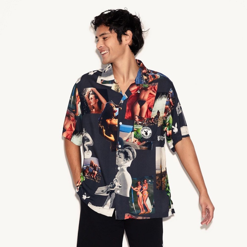 Men's Playboy Sandbar Button Up T-shirts | PLBY-593258