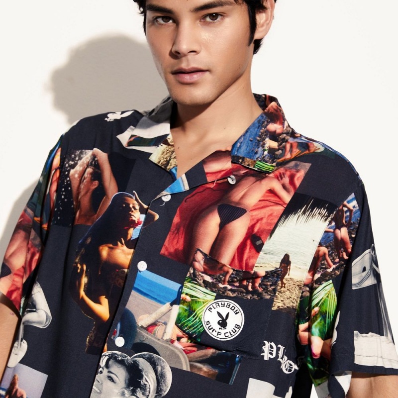Men's Playboy Sandbar Button Up T-shirts | PLBY-593258