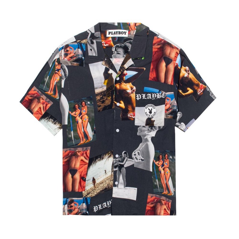 Men\'s Playboy Sandbar Button Up T-shirts | PLBY-593258
