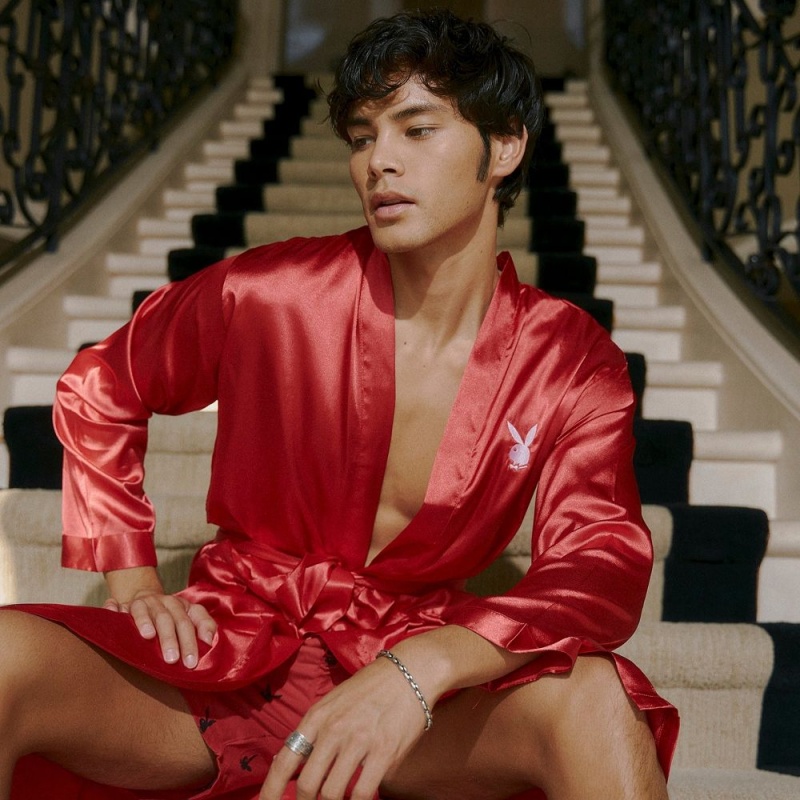 Men's Playboy Satin Mansion Robe Accessories | PLBY-592925