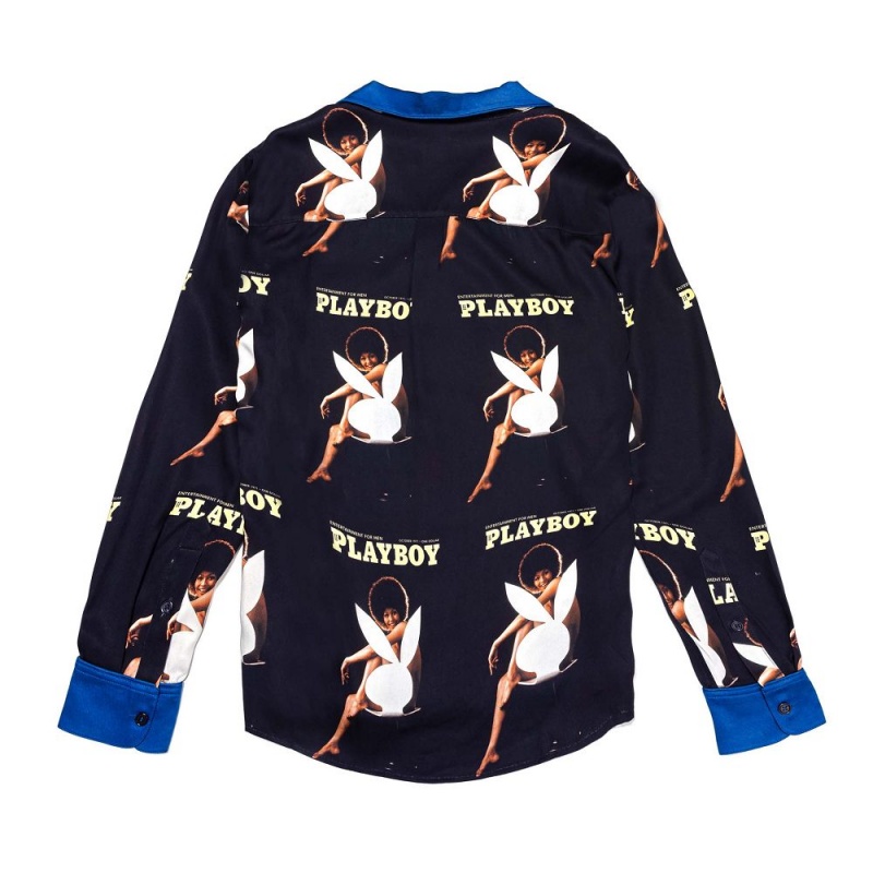 Men's Playboy Soulland October 1971 Long Sleeve Camp T-shirts | PLBY-593250