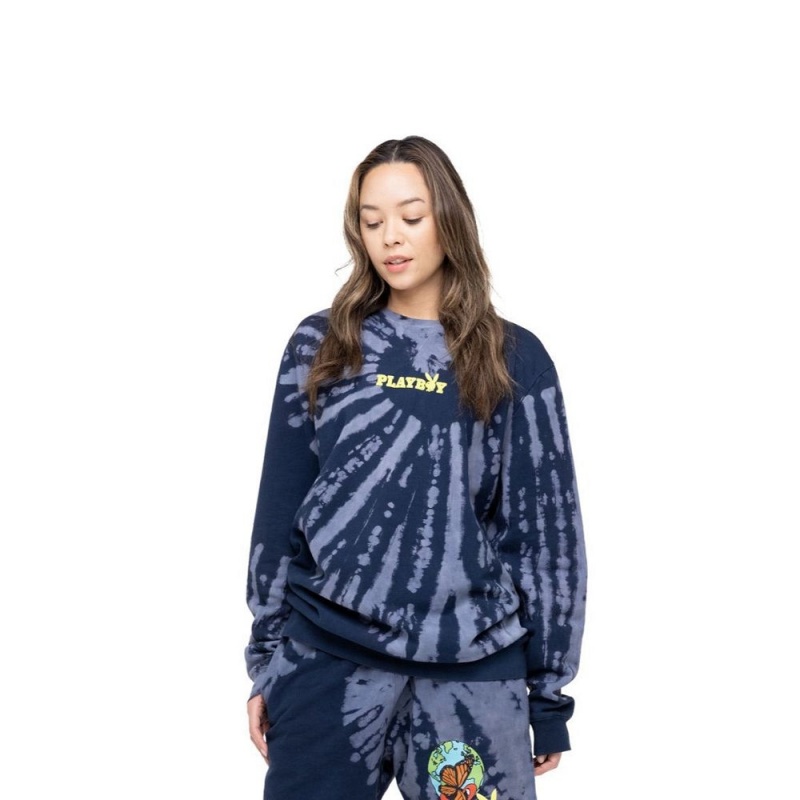 Men's Playboy Tie-Dye Au Naturel Crewnecks | PLBY-593098
