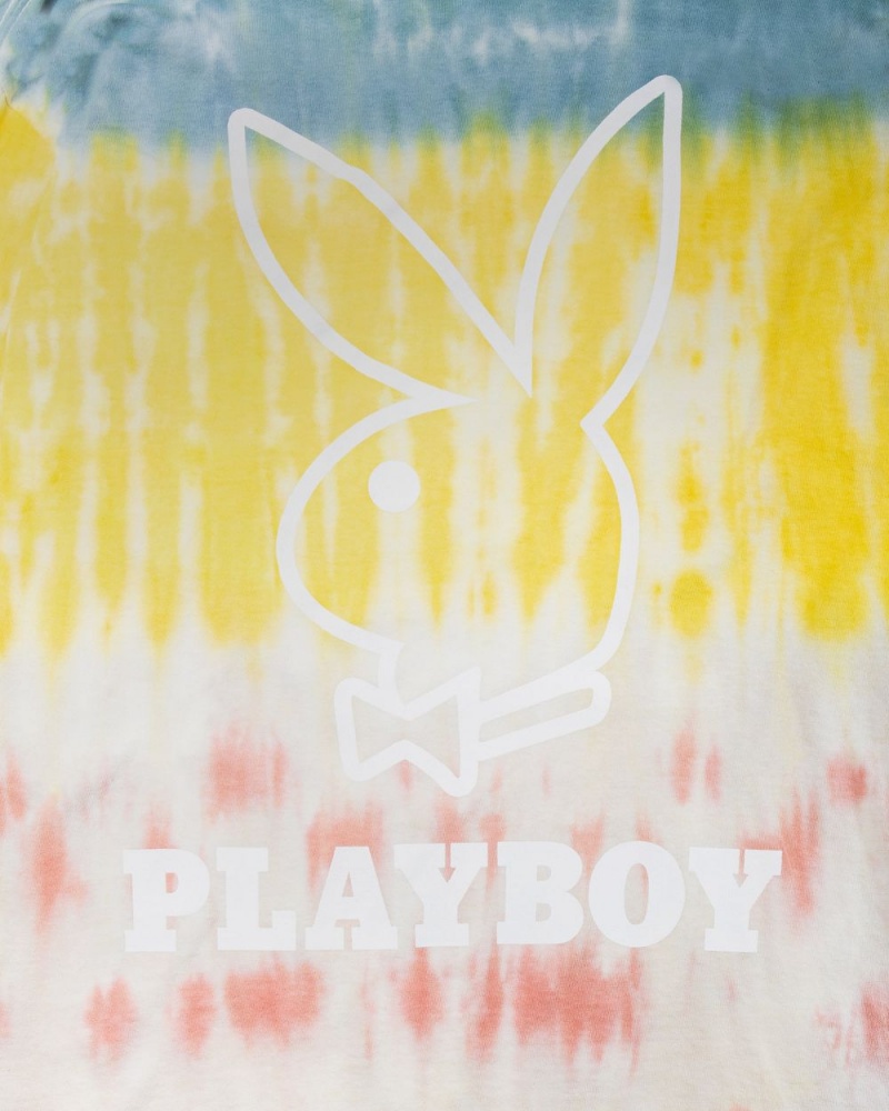 Men's Playboy Tie-Dye Logo Long Sleeve T-shirts | PLBY-593262