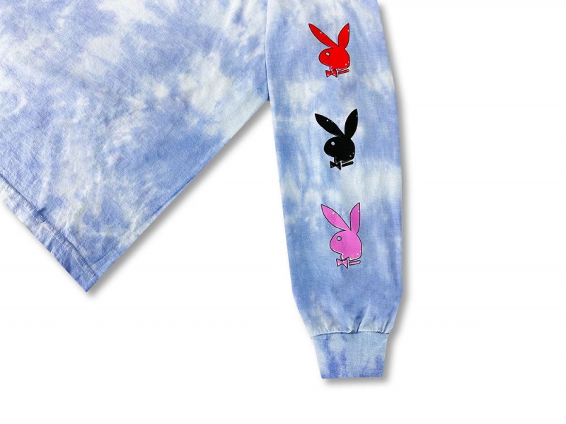 Men's Playboy Tokyo Club Tie-Dye Bunny Long Sleeve T-shirts | PLBY-593163