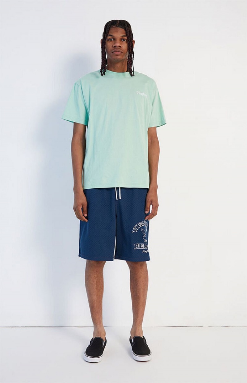 Mint Men's Playboy Shoreline Mint T-shirts | PLBY-593270