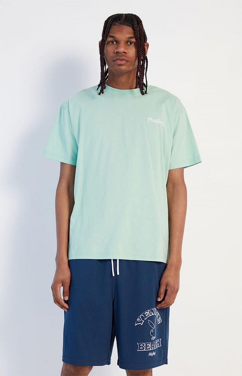 Mint Men's Playboy Shoreline Mint T-shirts | PLBY-593270