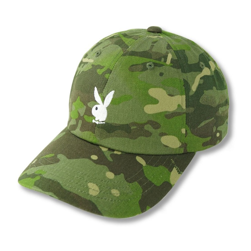 Multicam Black Men's Playboy Adjustable Rabbit Head Logo Camo Hats | PLBY-592931