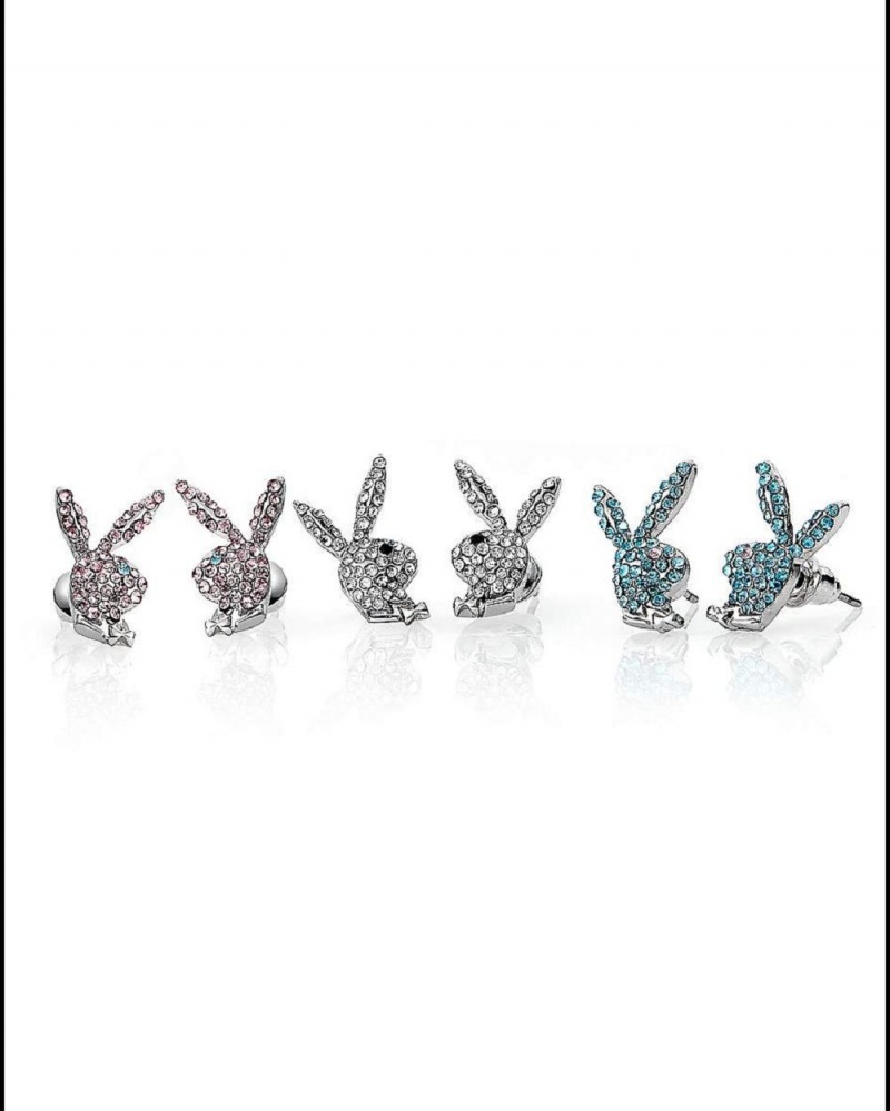 Multicolor Women\'s Playboy Playboy Bunny Stud Earrings, Multi-colored 3 Pack Jewelry | PLBY-592622
