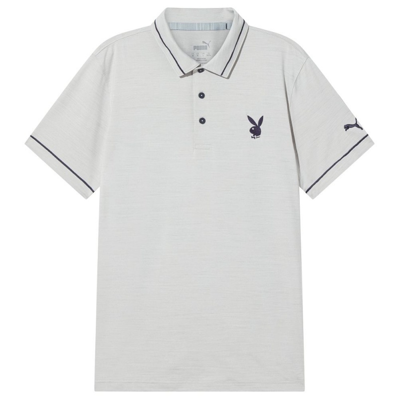 Navy Men's Playboy PUMA GOLF TIPPED PERFORMANCE POLO T-shirts | PLBY-593181