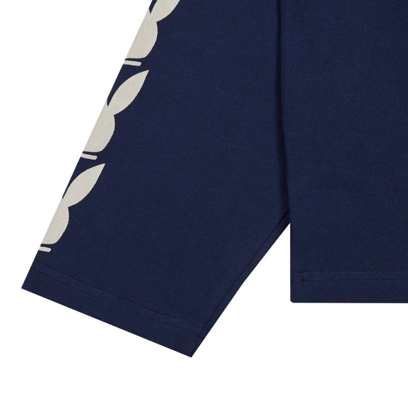 Navy Men's Playboy x Pleasures Rabbit Head Raglan Long Sleeve T-shirts | PLBY-593222