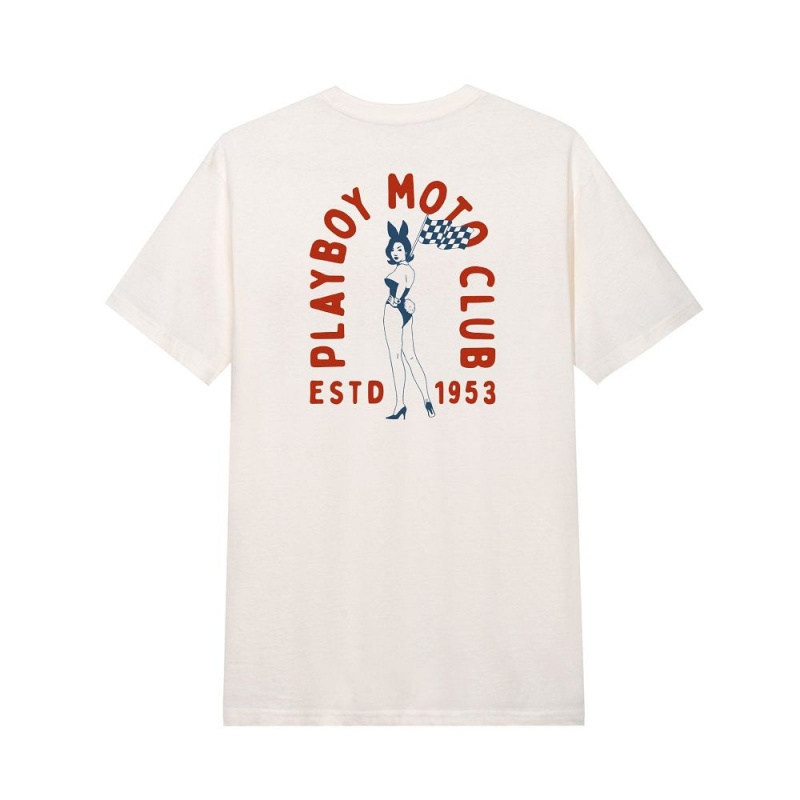 Olive Men's Playboy Moto Club T-shirts | PLBY-593247