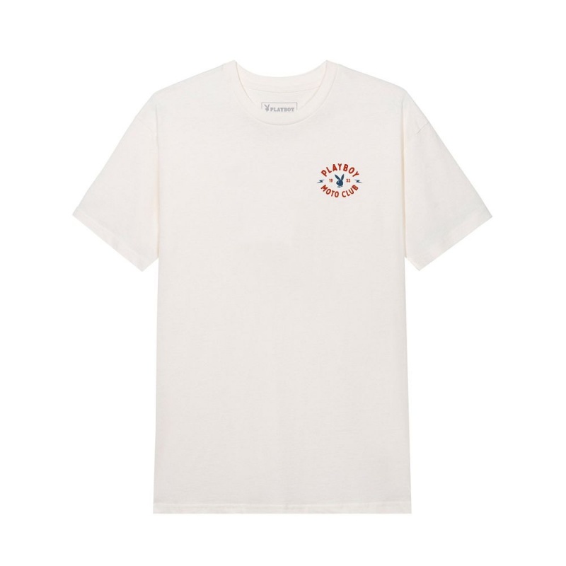 Olive Men's Playboy Moto Club T-shirts | PLBY-593247