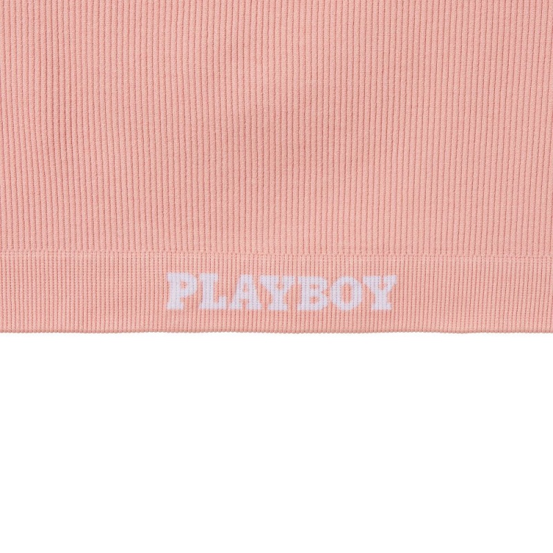 Peach Women's Playboy Rabbit Head Stud Earrings Rose Gold Bras | PLBY-592687