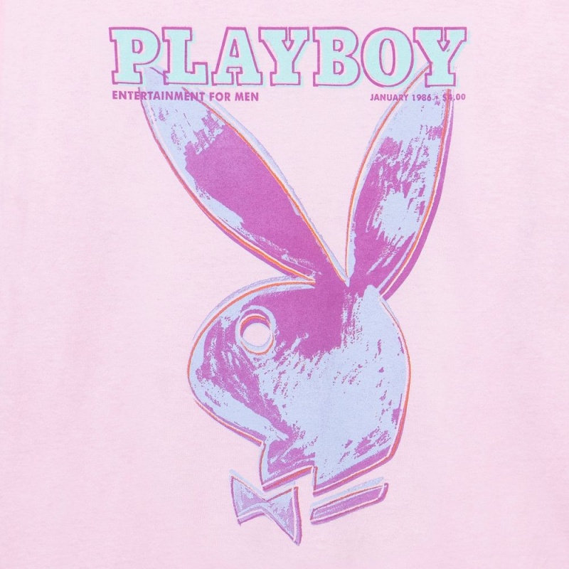 Pink Men's Playboy January 1986 Andy Warhol Cover Long Sleeve T-shirts | PLBY-593213