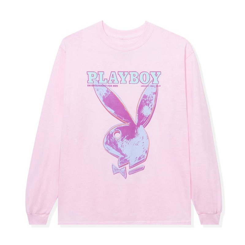 Pink Men\'s Playboy January 1986 Andy Warhol Cover Long Sleeve T-shirts | PLBY-593213