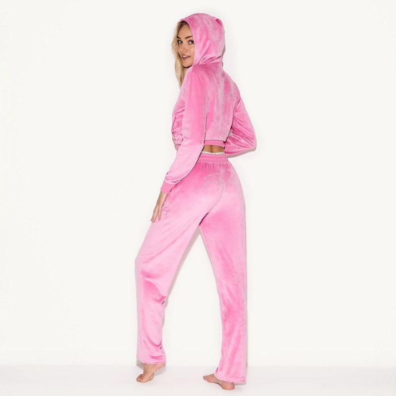 Pink Women's Playboy Silk Track Pants | PLBY-592824