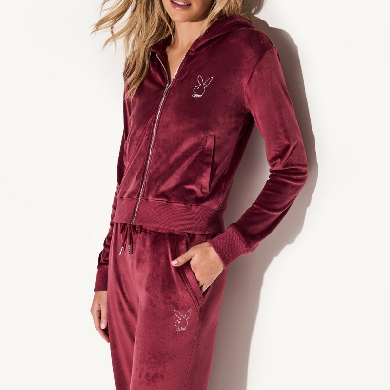 Pink Women's Playboy Silk Track Pants | PLBY-592824